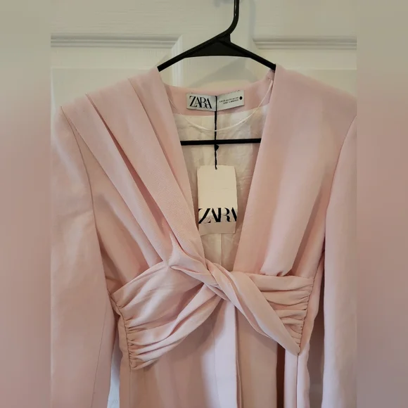 Zara Pink Draped Jacket Mini Dress NWT - Picture 7 of 11